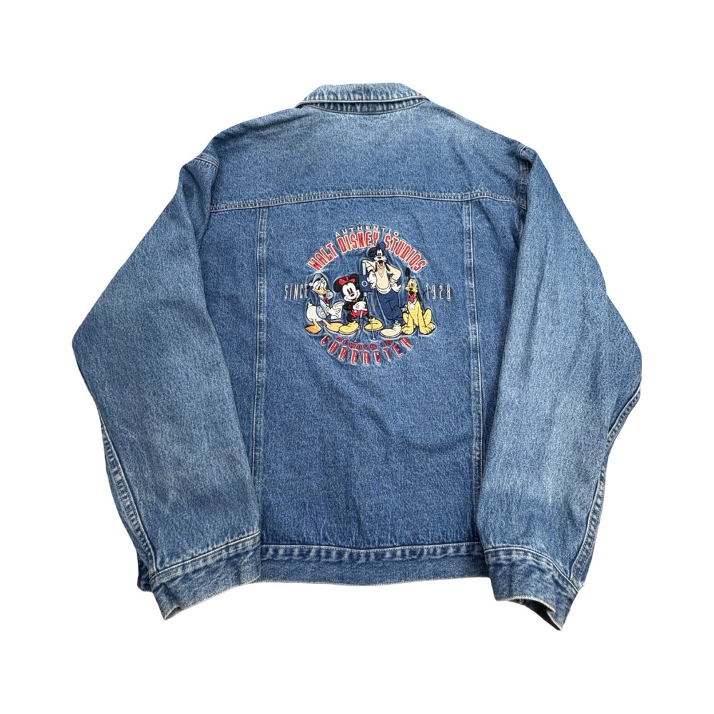 Disney Store Denim Jacket Mens Large Blue Embroidered Character Cotton Workwear